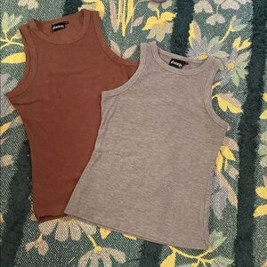 NWOT Fancy Homebody TWO Tank tops Razor back lounge cozy Medium